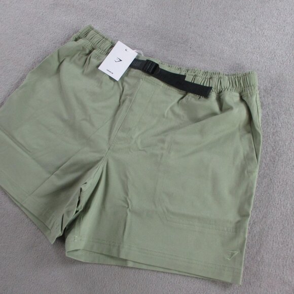 Gymshark Rest Day Woven Shorts Mens XL Green Belted Stretch Training Active NWT - Picture 2 of 10